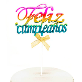 Deco Torta Acrilico Feliz Cumpleaños Multicolor 1 Unidad